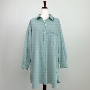 Victoria's Secret Vintage Country Quality Cottons Green Oversized Nightshirt NWT